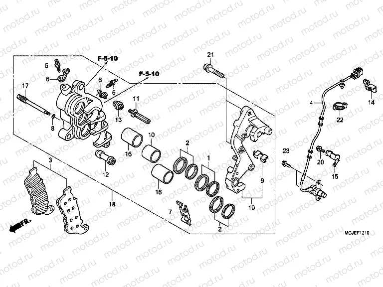 F-12-10 J. FRONT BRAKE CALIPER (CBF1000FA / FT / FS)