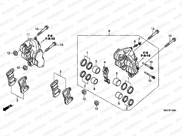F-12 FRONT BRAKE CALIPER (CBR1000RR / RA)