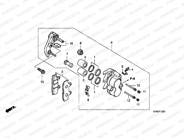 F-12 FRONT BRAKE CALIPER (NHX110WH8)