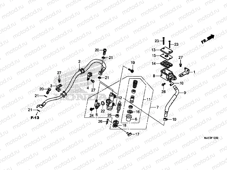 F-12 REAR BRAKE MASTER CYLINDER (CBR650F)