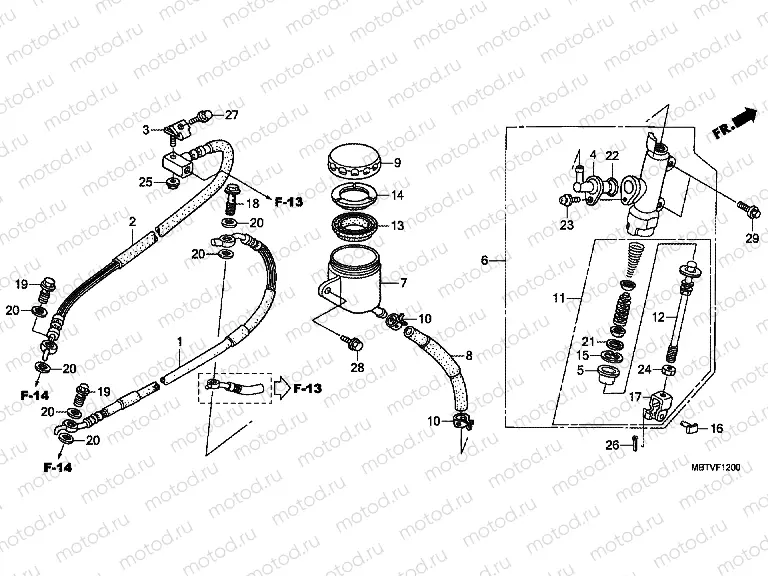 F-12 REAR BRAKE MASTER CYLINDER (XL1000V)