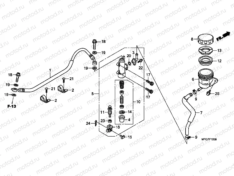 F-12 REAR BRAKE MASTERCYLINDER (CB600F / F3)