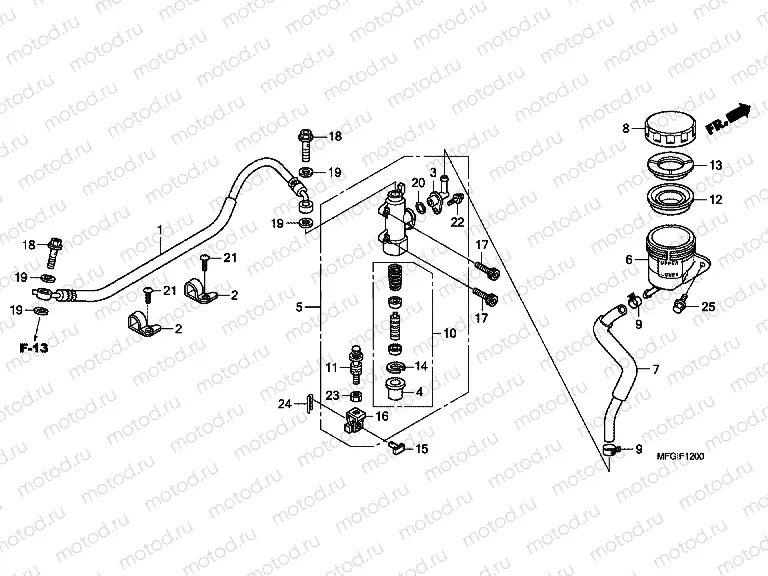 F-12 REAR BRAKE MASTERCYLINDER (CB600F / F3)