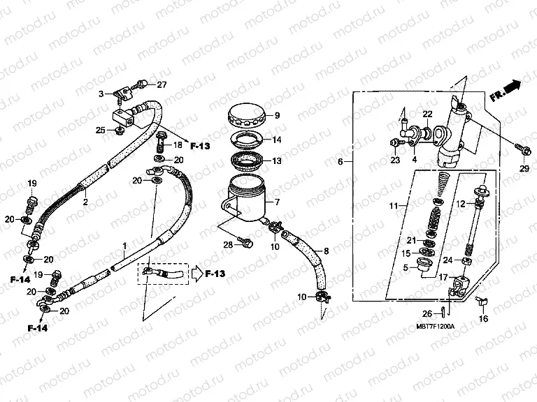 F-12 REAR BRAKE MASTERCYLINDER (XL1000V)