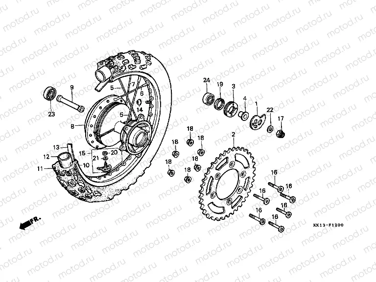 F-12 REAR WHEEL (XR250RE / RF / RG / RH / RJ / RK)
