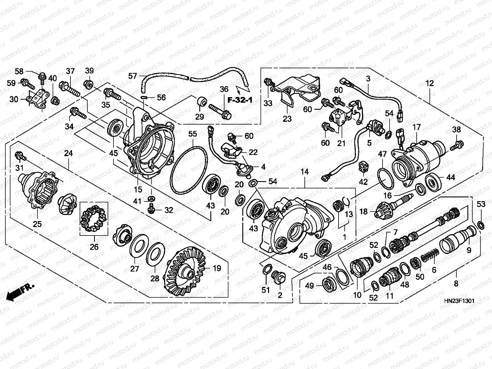 F-13-1 FRONT FINAL GEAR (TRX500FA5/6/7/8)