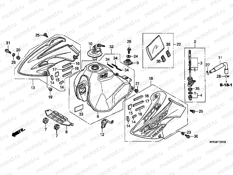 F-13-1 FUEL TANK (XR250HS6,7,8, E / LS6,7,8)