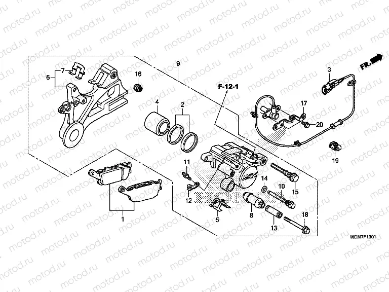F-13-1 REAR BRAKE CALIPER (CB600FA)