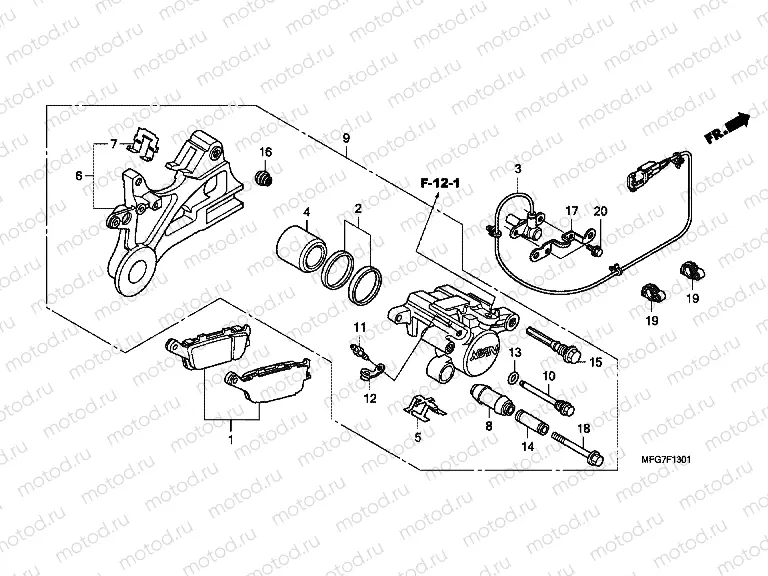 F-13-1 REAR BRAKE CALIPER (CB600FA / FA3)