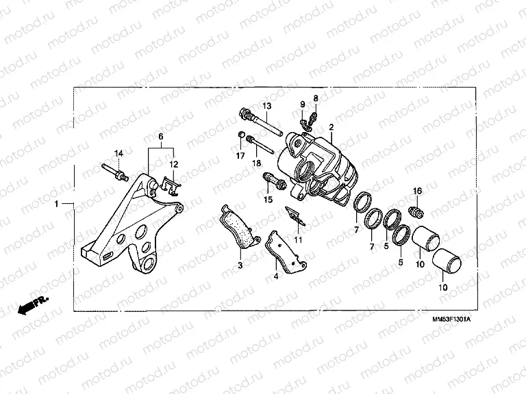 F-13-1 REAR BRAKE CALIPER (CBR1000FK)