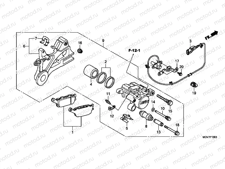 F-13-1 REAR BRAKE CALIPER (CBR600FA)