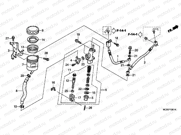 F-13-1 REAR BRAKE MASTER CYLINDER (ST1300A)