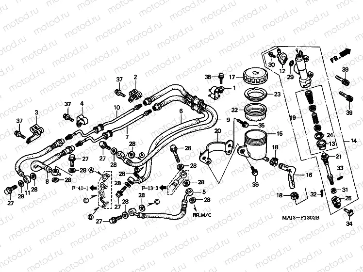 F-13-2 REAR MAIN BRAKE CYLINDER (ST1100AT / AV / AW)