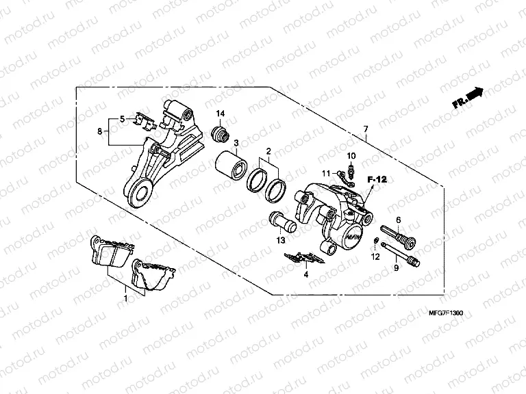 F-13 REAR BRAKE CALIPER (CB600F / F3)