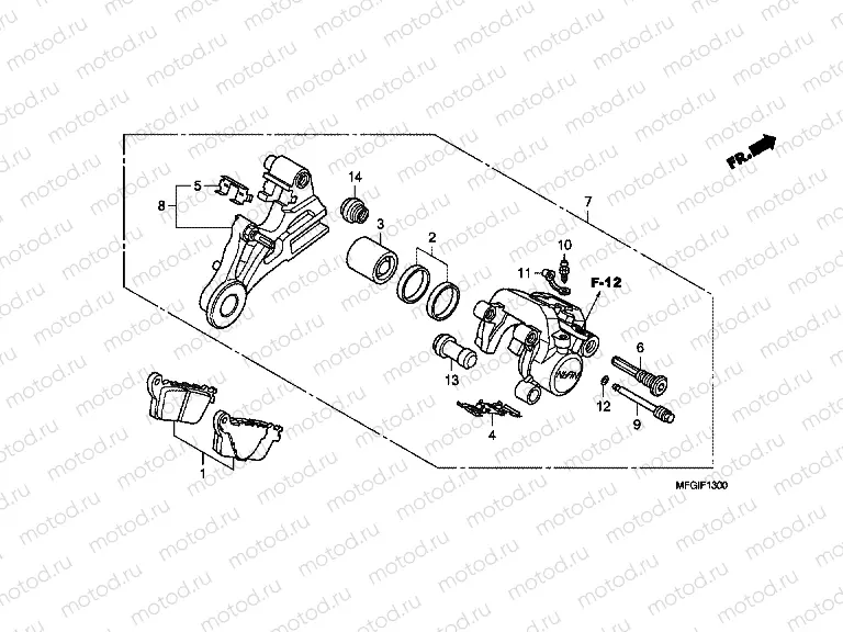 F-13 REAR BRAKE CALIPER (CB600F / F3)