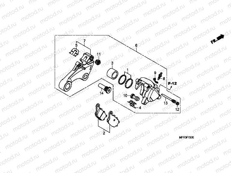 F-13 REAR BRAKE CALIPER (VT1300CX)