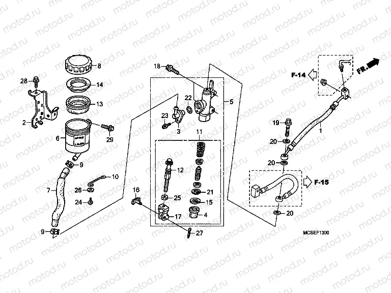 F-13 REAR BRAKE MASTER CYLINDER (ST1300)