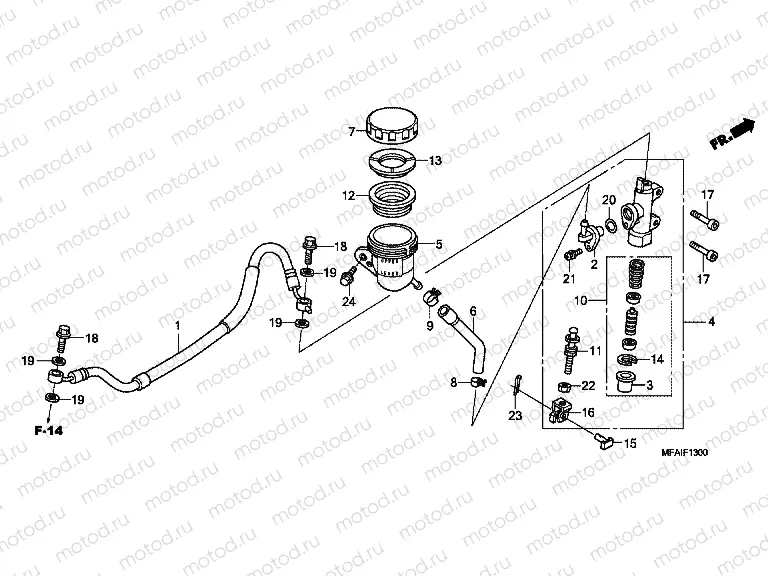 F-13 REAR BRAKE MASTERCYLINDER (CBF1000)