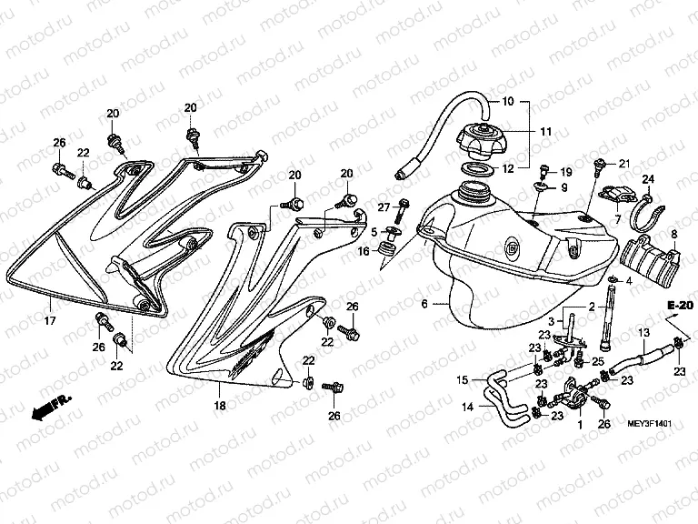 F-14-1 FUEL TANK (CRF450X8.9, B, C, D)