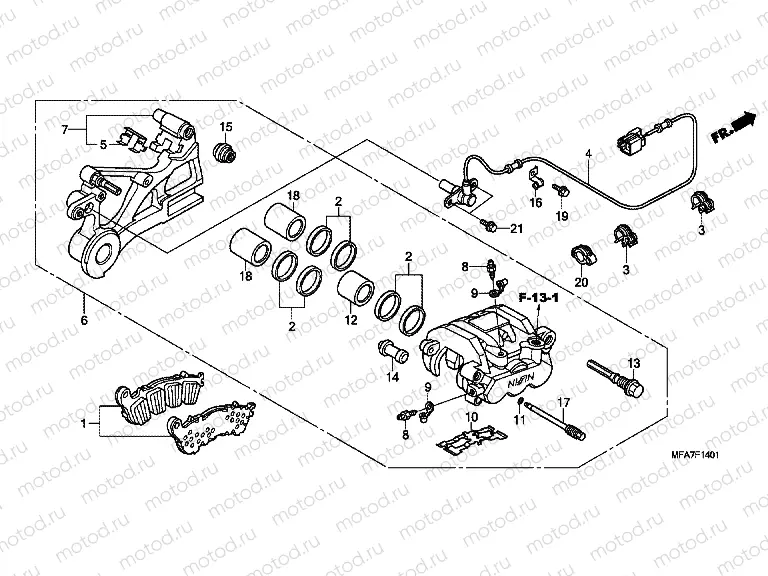 F-14-1 REAR BRAKE CALIPER (CBF1000A / T / S)