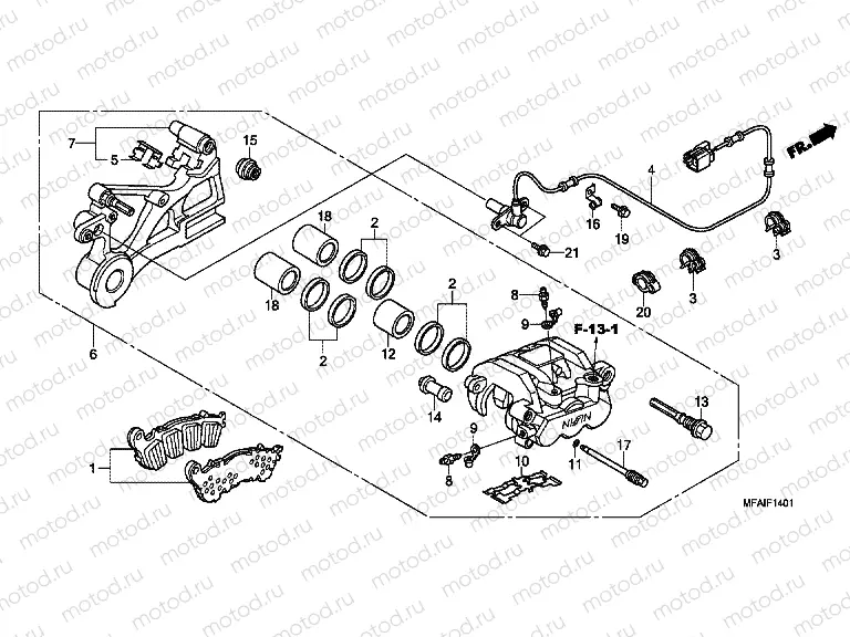 F-14-1 REAR BRAKE CALIPER (CBF1000A / T / S)