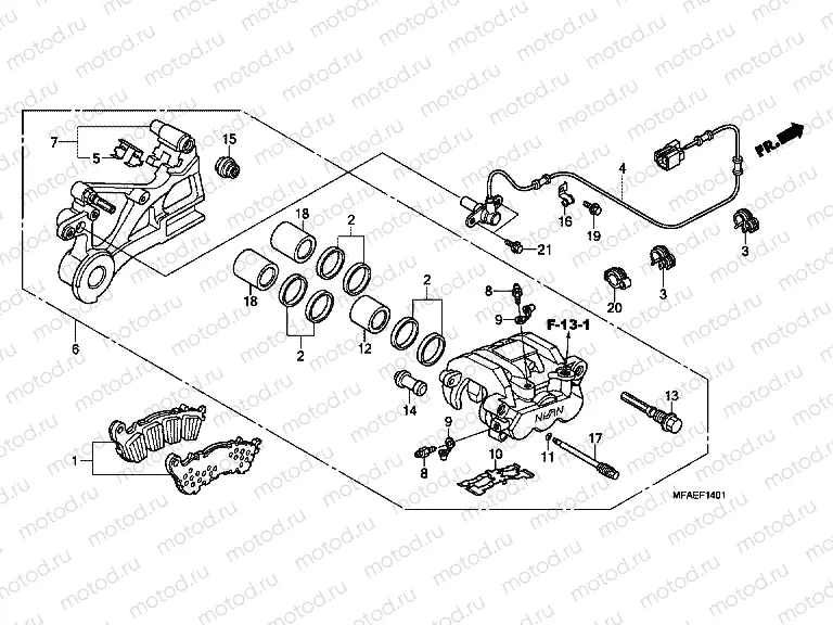 F-14-1 REAR BRAKE CALIPER (CBF1000A / T / S)