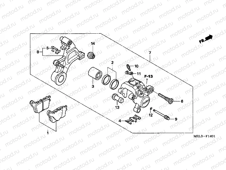 F-14-1 REAR BRAKE CALIPER (CBR1000RR6 / 7)