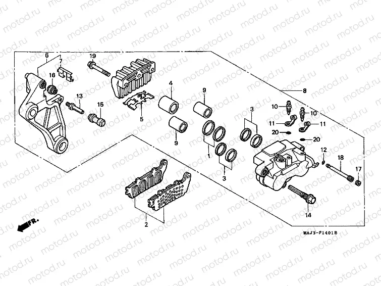 F-14-1 REAR BRAKE CALIPER (ST1100AT / AV / AW)