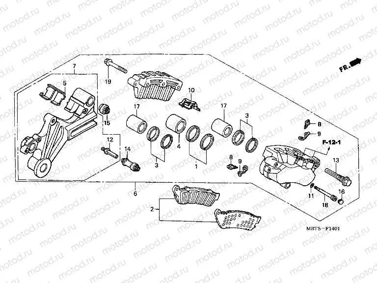 F-14-1 REAR BRAKE CALIPER (XL1000VA)