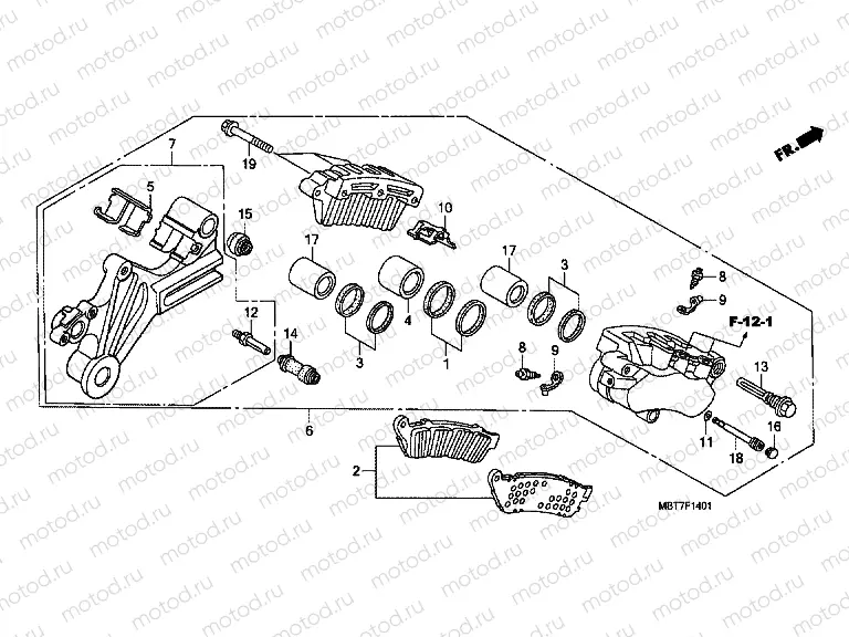 F-14-1 REAR BRAKE CALIPER (XL1000VA)