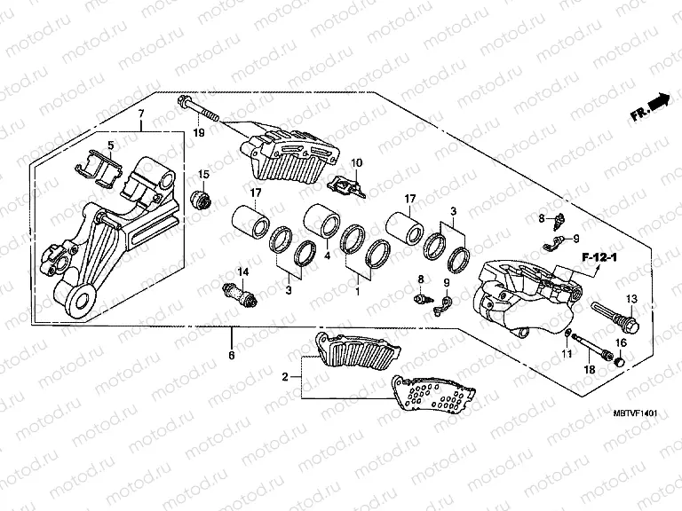 F-14-1 REAR BRAKE CALIPER (XL1000VA)