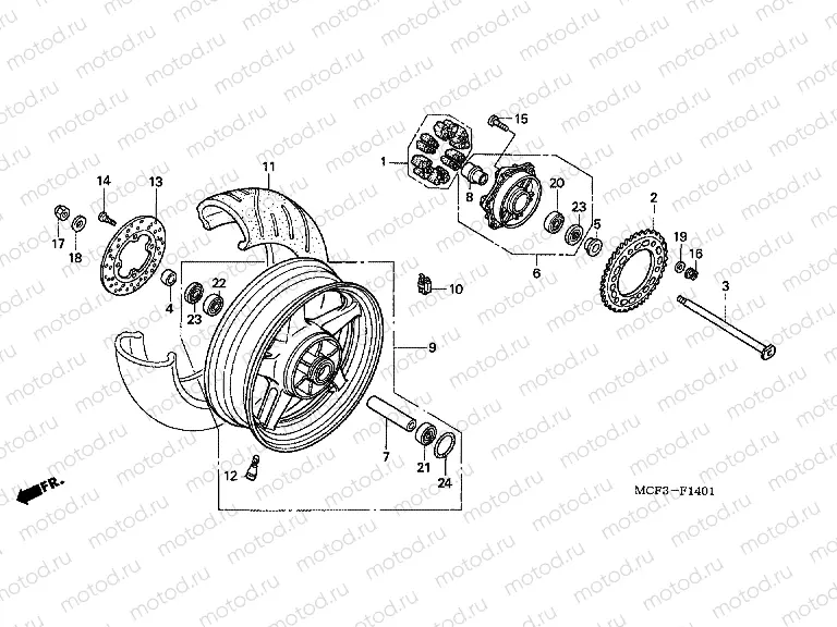 F-14-1 REAR WHEEL (VTR1000SP2 / 3/4/5/6)