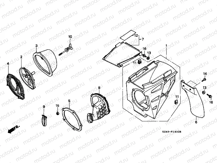 F-14-2 AIR FILTER (CR125RP / RR / RS / RT / RV)