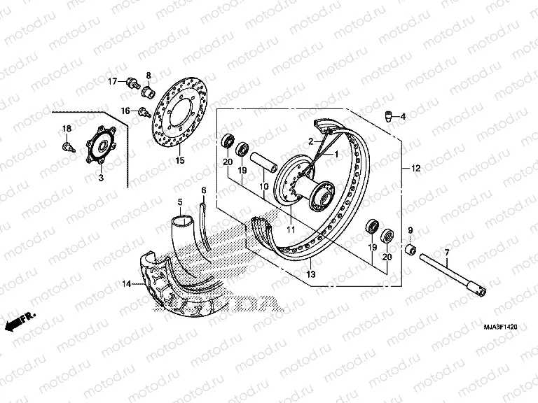 F-14-20 FRONT WHEEL (VT750C / C2S / CA / CS)