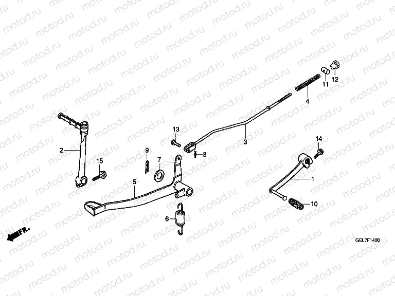 F-14 BRAKE PEDAL / KICK STARTER ARM