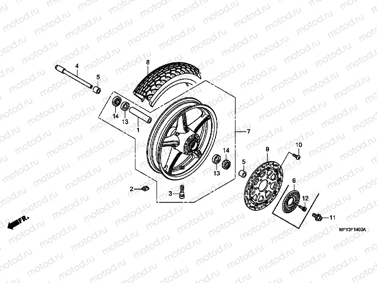 F-14 FRONT WHEEL (VT1300CR / CRA)