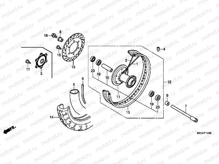 F-14 FRONT WHEEL (VT750C2B / C2S / CS / C / CA)