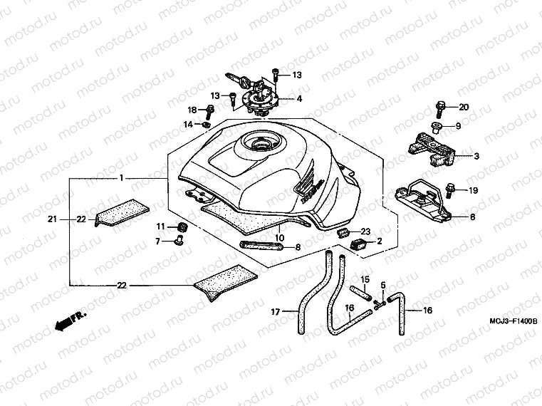 F-14 FUEL TANK (CBR900RRY, 1 / RE1)