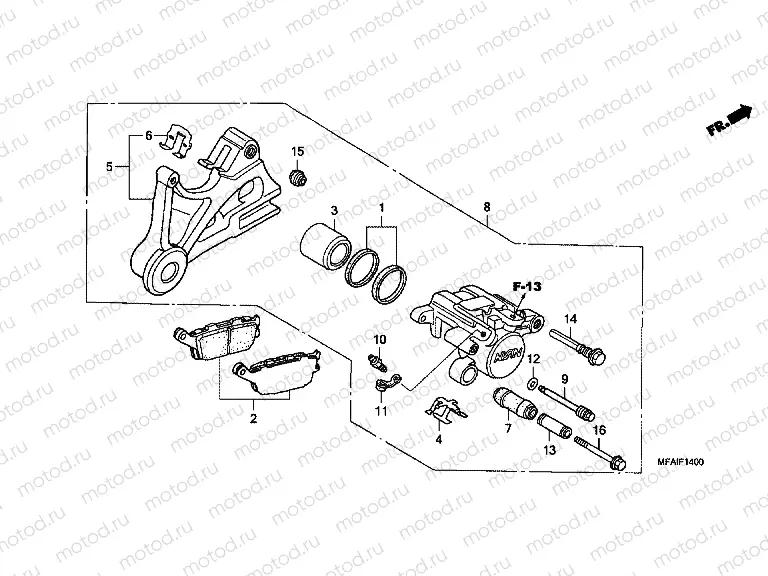 F-14 REAR BRAKE CALIPER (CBF1000)