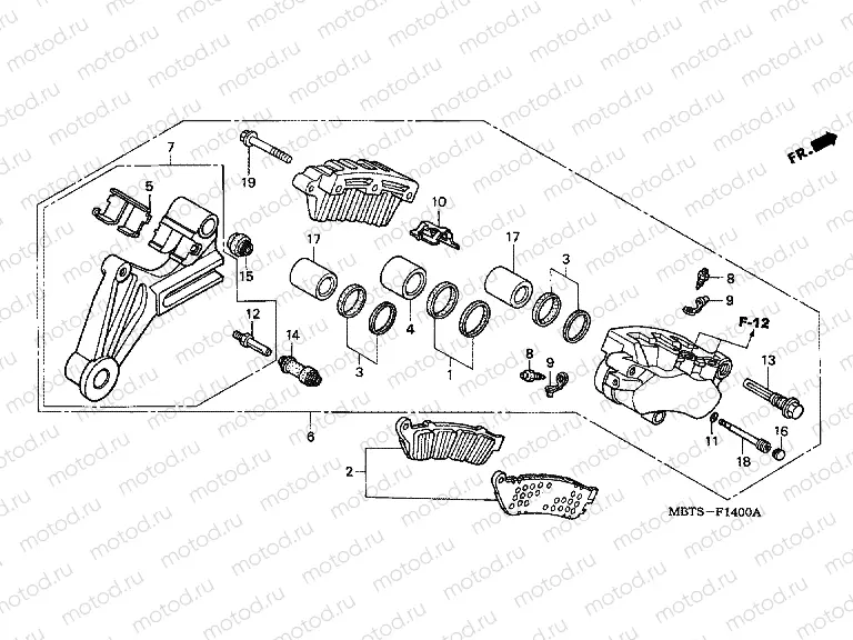 F-14 REAR BRAKE CALIPER (XL1000V)