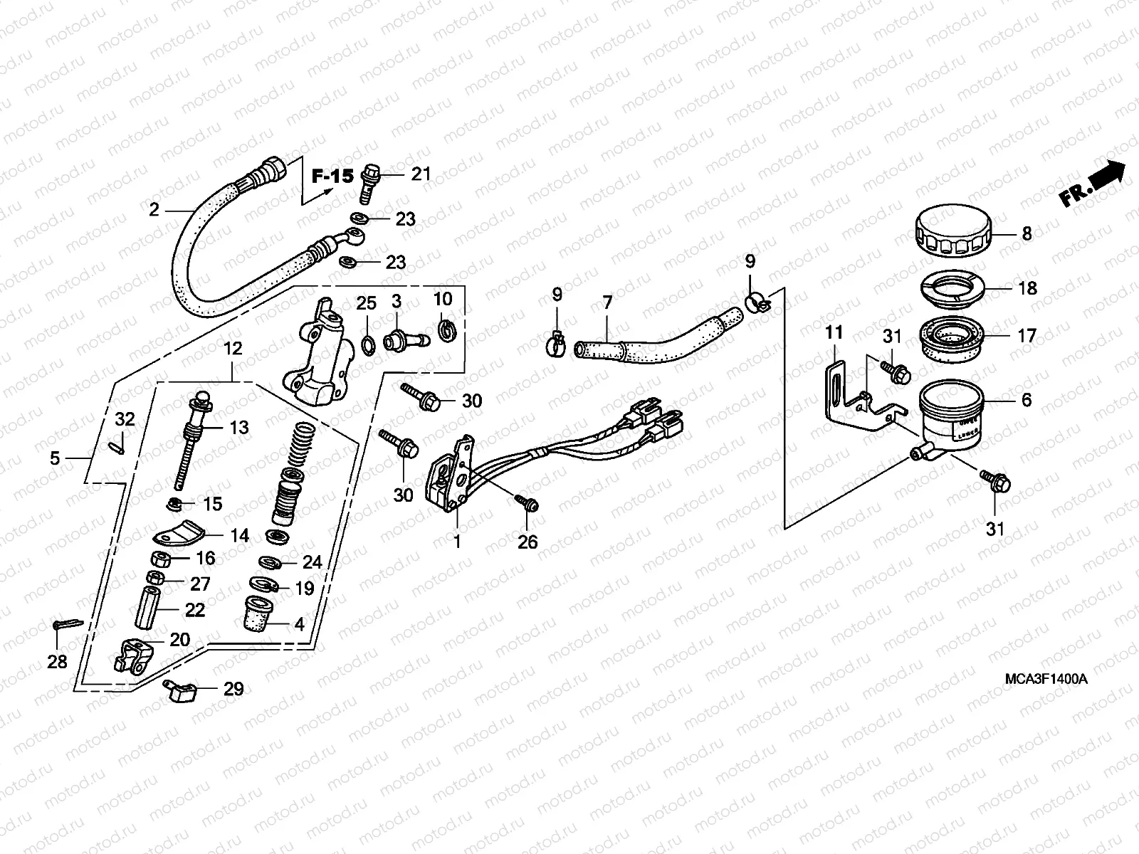 F-14 REAR BRAKE MASTER CYLINDER