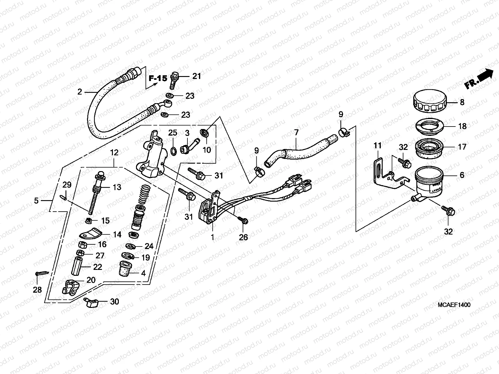 F-14 REAR BRAKE MASTERCYLINDER