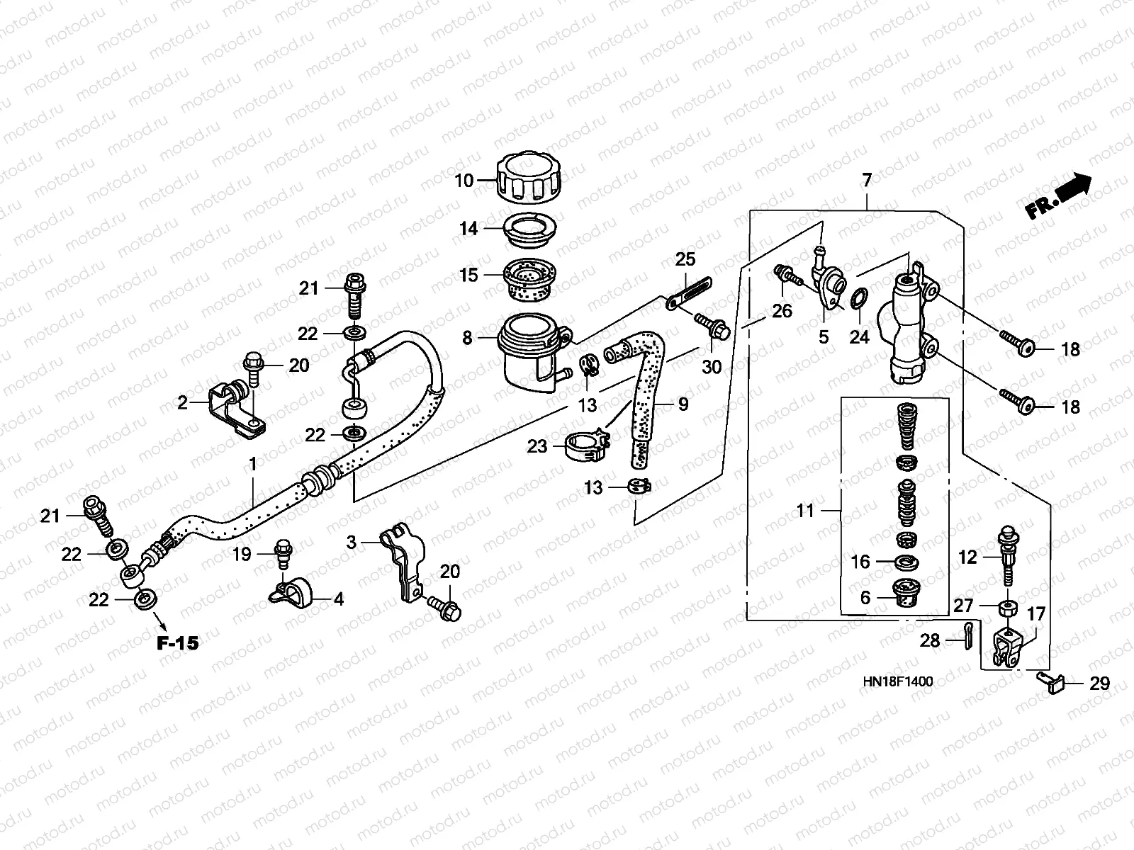 F-14 RR. BRAKE MASTER CYLINDER