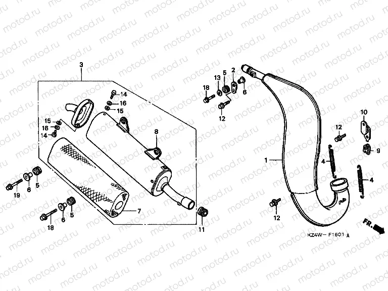 F-15-1 EXHAUST RESONATOR CHAMBER (EXCEPT CR125R-CM)