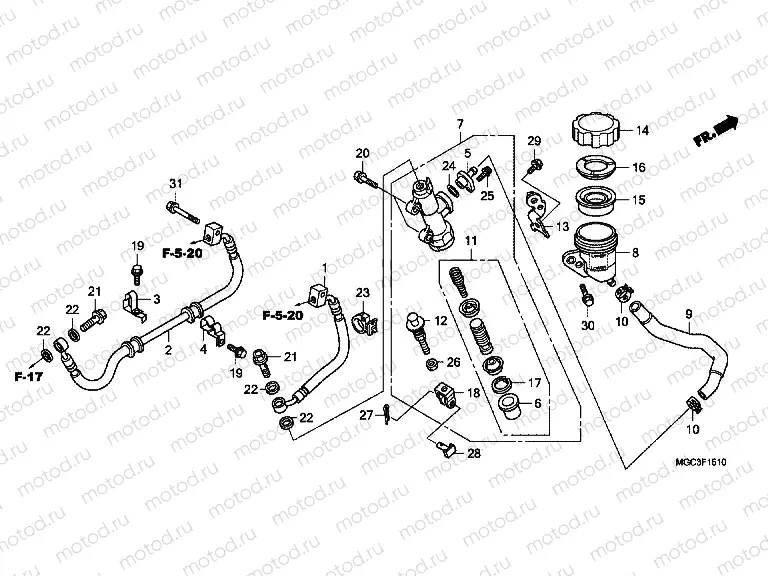 F-15-10 REAR MASTER CYLINDER (CB1100A)