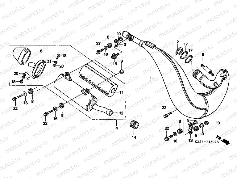 F-15-2 EXHAUST RESONATOR CHAMBER (CR250R5)