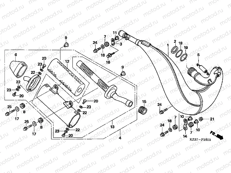F-15-3 EXHAUST RESONATOR CHAMBER (CR250R6,7)