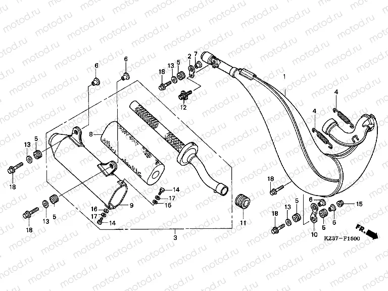 F-15 EXHAUST RESONATOR CHAMBER (CR250R2,3) (CM)