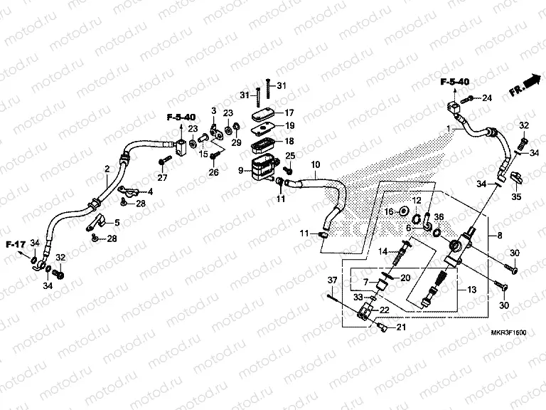 F-15 REAR BRAKE MASTER CYLINDER
