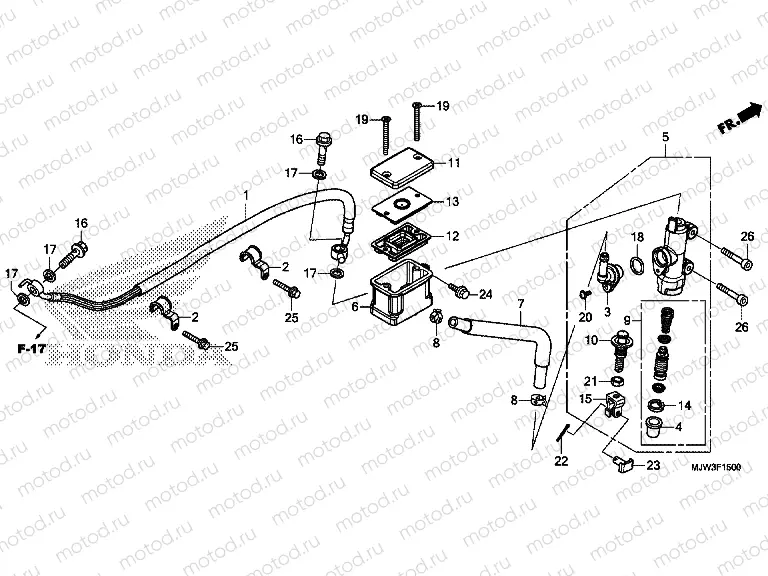 F-15 REAR BRAKE MASTER CYLINDER (CB500X/CB400X)